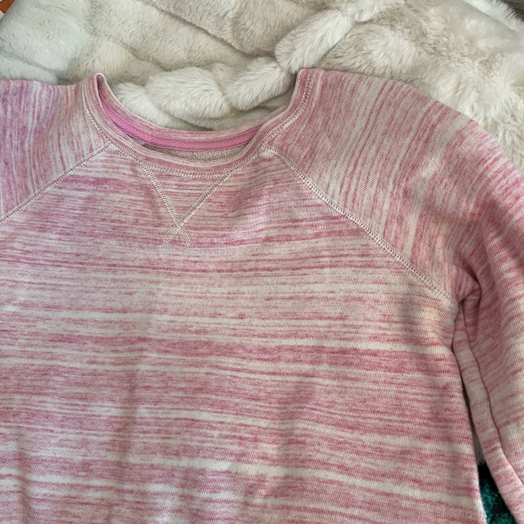 Lands’ End Girls 12 Pink Cream Space Dye Clean Girl Minimal Sweatshirt Dress
